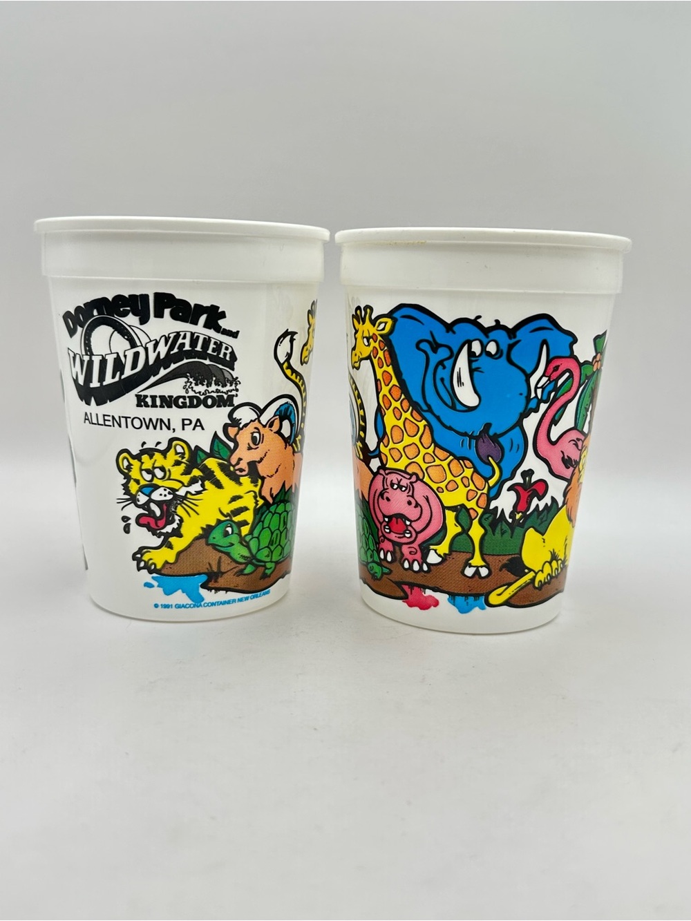 2 Vintage Dorney Park & Wildwater Kingdom Amusement Park  1991 Plastic  Cups